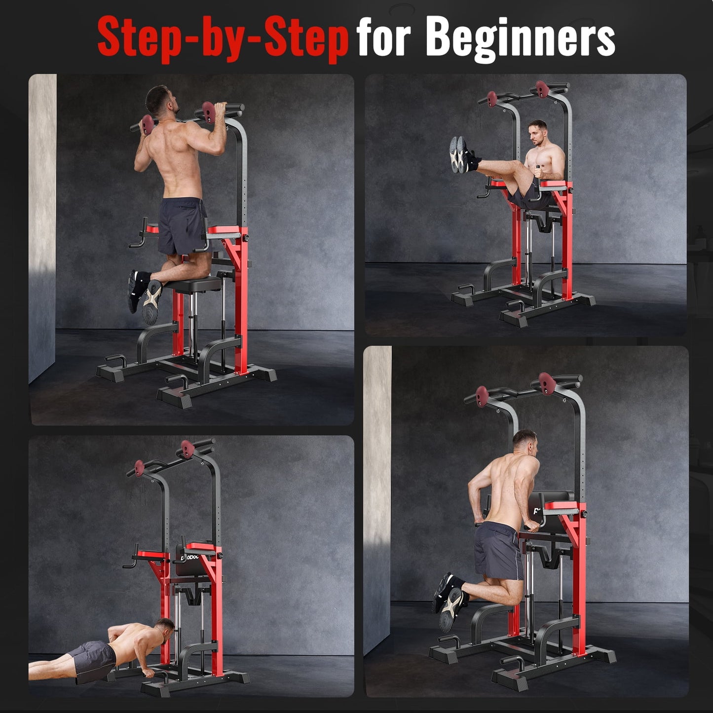 Transform Your Workouts with the Power Tower Pull-Up Dip Station – Ultimate Multi-Function Home Gym Equipment Supporting Up to 480 lbs!