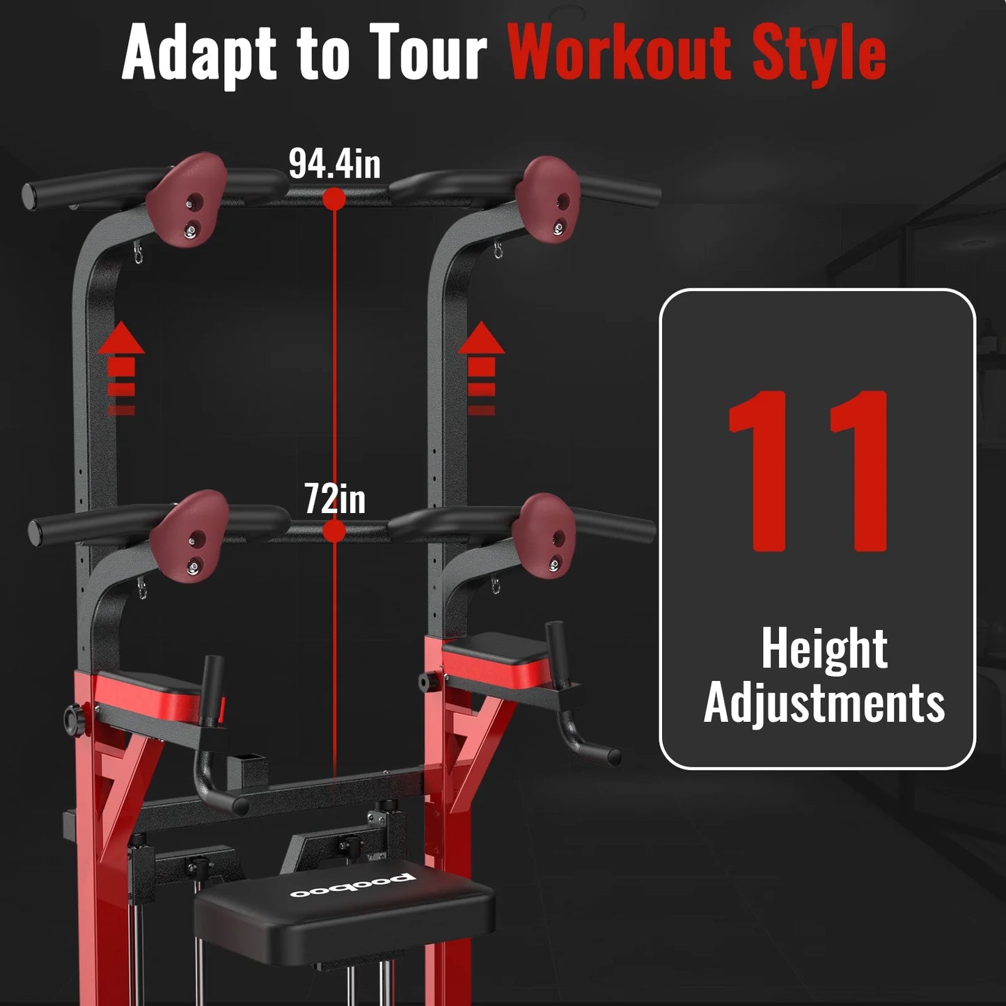 Transform Your Workouts with the Power Tower Pull-Up Dip Station – Ultimate Multi-Function Home Gym Equipment Supporting Up to 480 lbs!
