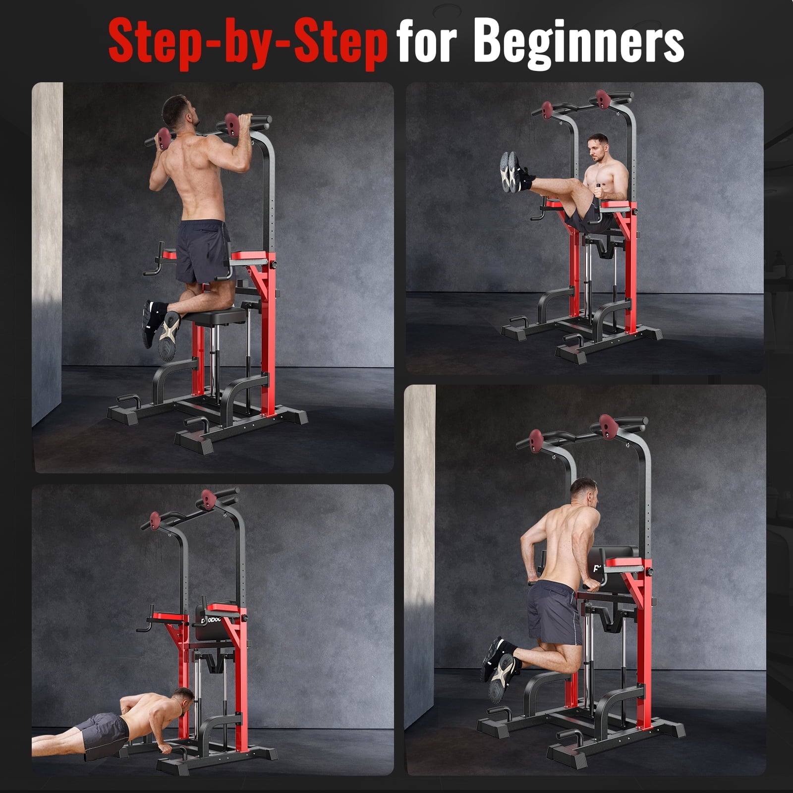Transform Your Workouts with the Power Tower Pull-Up Dip Station – Ultimate Multi-Function Home Gym Equipment Supporting Up to 480 lbs!
