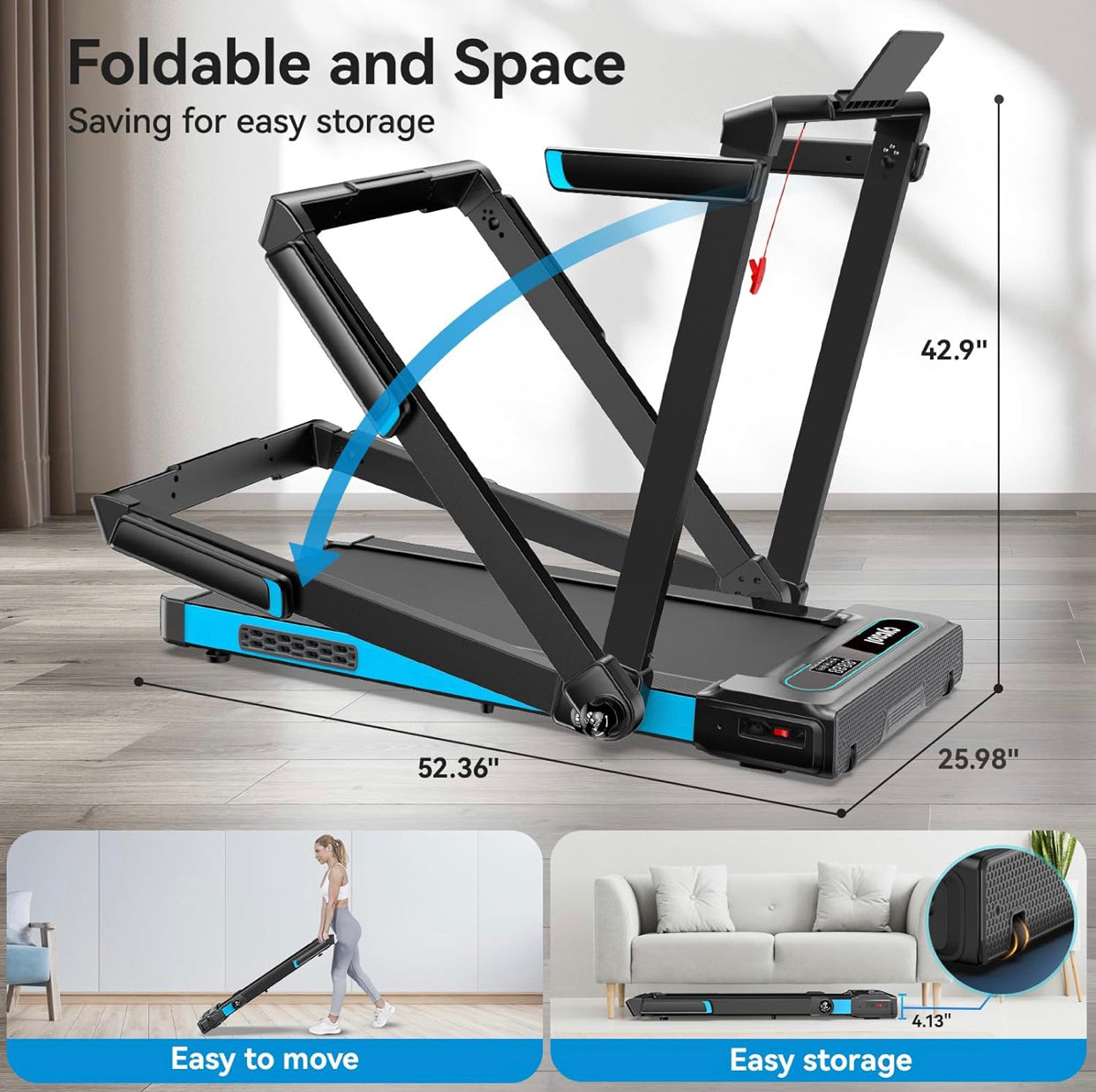 2.5HP 2 In1 Folding Treadmill with Display Screen Electric Running Portable Walking Pad for Home Office Fitness R46301