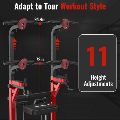 Transform Your Workouts with the Power Tower Pull-Up Dip Station – Ultimate Multi-Function Home Gym Equipment Supporting Up to 480 lbs!