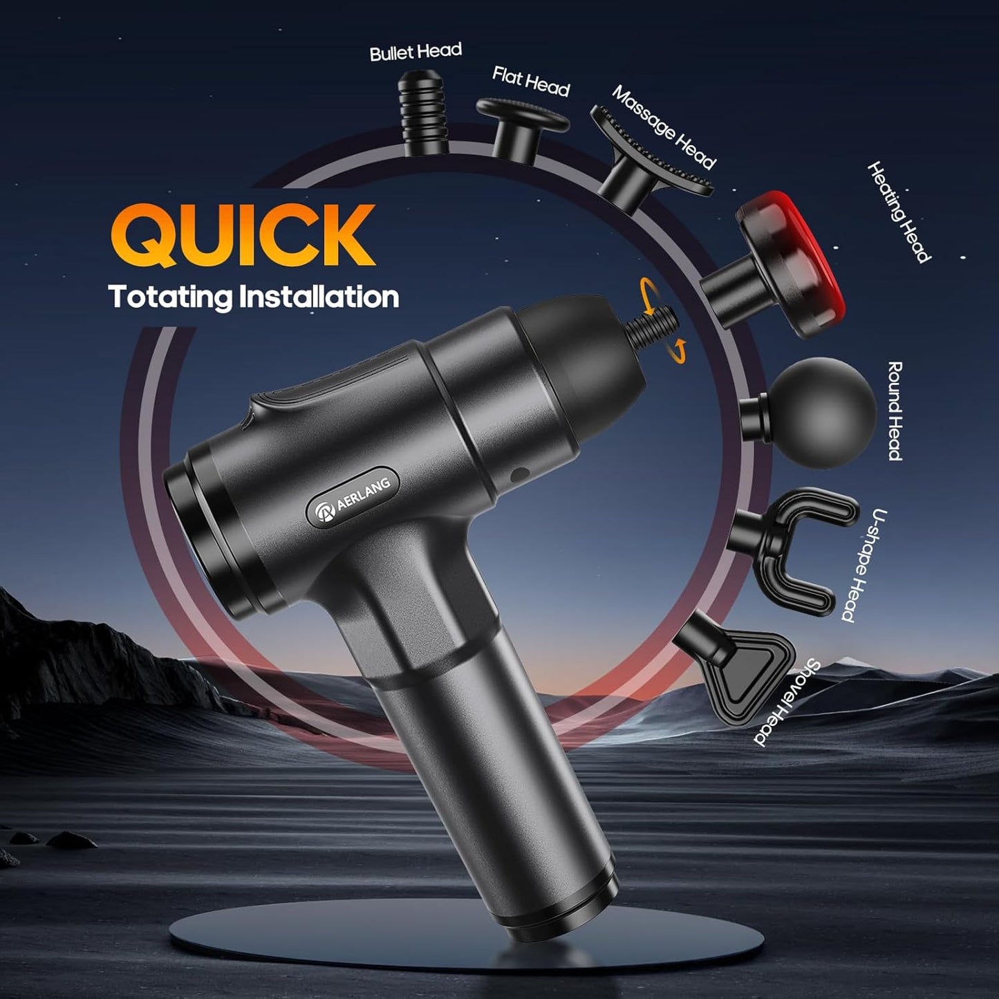 Massage Gun with Heat Deep Tissue Back Massager Neck Massager for Pain Relief,Muscle Percussion Massage Gun, Birthday Gifts for Men Women Dad Him Handheld Message Gun with 7Heads&Silent