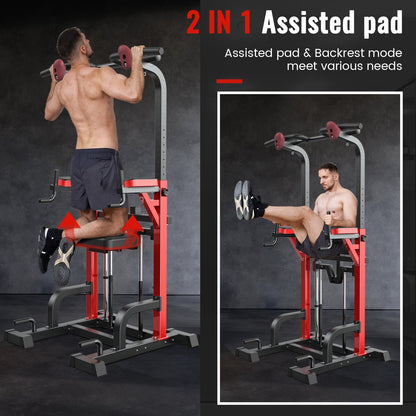 Transform Your Workouts with the Power Tower Pull-Up Dip Station – Ultimate Multi-Function Home Gym Equipment Supporting Up to 480 lbs!